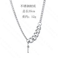 Korean Fashion Retro Cross Necklace Titanium Steel Simple Short Hip-hop Necklace Clavicle Chain Nihaojewelry Wholesale main image 4