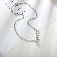 Korean Fashion Retro Cross Necklace Titanium Steel Simple Short Hip-hop Necklace Clavicle Chain Nihaojewelry Wholesale main image 5