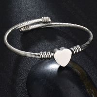 Simple Glossy Love Bracelet Wholesale Titanium Steel Lettering Cable Wire Opening Bracelet main image 5