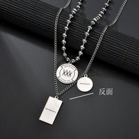 Feng Fan Même Style Ins Hip Hop Disco Multi-couche Collier Twin-set Perles Rondes Titane Acier Lettre Chien Tag Punk Collier main image 4