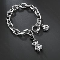 New Fashion Hip-hop Dark Bear Bear Bracelet Word Buckle Titanium Steel Bracelet Nihaojewelry Wholesale main image 4