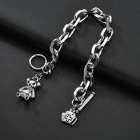 New Fashion Hip-hop Dark Bear Bear Bracelet Word Buckle Titanium Steel Bracelet Nihaojewelry Wholesale main image 5