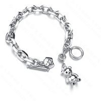 New Fashion Hip-hop Dark Bear Bear Bracelet Word Buckle Titanium Steel Bracelet Nihaojewelry Wholesale main image 6