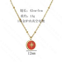 Ins Rétro Hong Kong Style De Mode Tempérament 14k Or Zircon Hexagramme Collier Titane Acier Carte Ronde Bouton Boussole Collier main image 3