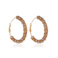 Retro Exaggerated Crystal C-shaped Earrings Yiwu Nihaojewelry Wholesale Simple Circle Hoop Earrings sku image 1