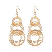 Européen Et Américain Nouveau Personnalisé En Métal Multi-couche Anneau Rond Boucles D'oreilles Haute Profil Rétro Grand Longue Cercle Boucle D'oreille Boucles D'oreilles En Ligne Influenceur Gouttes Pour Les Oreilles Femmes sku image 2