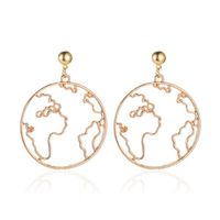 New Exaggerated Map Earrings Creative Design World Map Earrings Simple Round Hollow Earrings sku image 1