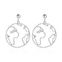 New Exaggerated Map Earrings Creative Design World Map Earrings Simple Round Hollow Earrings sku image 2