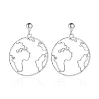 Nouveau Exagéré Carte Boucles D'oreilles Creative Design Carte Du Monde Oreille Stud Simple Rond Creux Boucles D'oreilles sku image 2