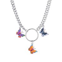 Summer New Fashion Color Butterfly Necklace Thick Chain Clavicle Chain Nihaojewelry Wholesale sku image 1