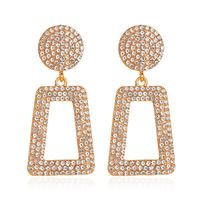 The New Long Flash Diamond Geometric Earrings Fashion Exaggerated Diamond Square Hollow Earrings sku image 1