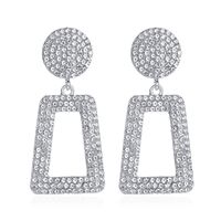 The New Long Flash Diamond Geometric Earrings Fashion Exaggerated Diamond Square Hollow Earrings sku image 2