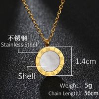 Korean New Classic 18k Gold Double-sided Shell Round Roman Numeral Necklace Titanium Steel Clavicle Chain Nihaojewelry Wholesale sku image 4