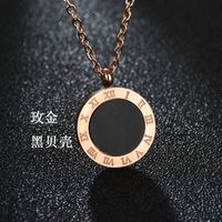 Korean New Classic 18k Gold Double-sided Shell Round Roman Numeral Necklace Titanium Steel Clavicle Chain Nihaojewelry Wholesale sku image 8