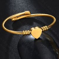 Simple Glossy Love Bracelet Wholesale Titanium Steel Lettering Cable Wire Opening Bracelet sku image 2