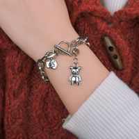 New Fashion Hip-hop Dark Bear Bear Bracelet Word Buckle Titanium Steel Bracelet Nihaojewelry Wholesale sku image 1