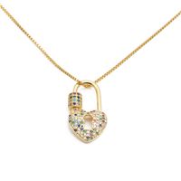 New Micro-inlay Zircon Heart Lock Necklace Nihaojewelry Wholesale main image 1