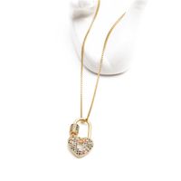 New Micro-inlay Zircon Heart Lock Necklace Nihaojewelry Wholesale main image 3
