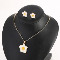 Coréen Mignon Personnalité Ins En Ligne Influenceur Boucles D'oreilles Poché Oeuf Jaune D'oeuf Boucles D'oreilles Simple Élégant Collier Ensemble main image 1