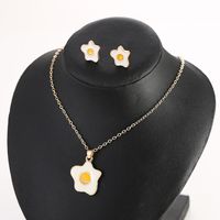 Korean New Cute Poached Egg Earrings Simple Poached Egg Necklace Set Nihaojewelry Wholesale main image 1