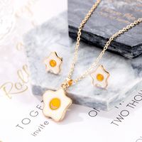 Korean New Cute Poached Egg Earrings Simple Poached Egg Necklace Set Nihaojewelry Wholesale main image 3