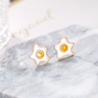 Coréen Mignon Personnalité Ins En Ligne Influenceur Boucles D'oreilles Poché Oeuf Jaune D'oeuf Boucles D'oreilles Simple Élégant Collier Ensemble main image 5