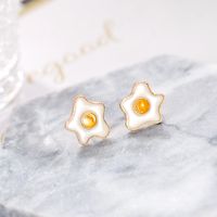Korean New Cute Poached Egg Earrings Simple Poached Egg Necklace Set Nihaojewelry Wholesale main image 5