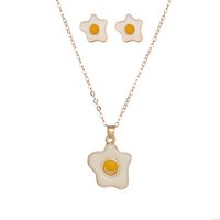 Korean New Cute Poached Egg Earrings Simple Poached Egg Necklace Set Nihaojewelry Wholesale main image 6