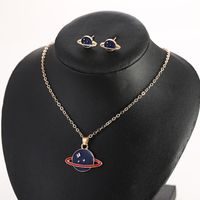New Blue Planet Earrings Star Geometric Round Pendant Long Necklace Set Nihaojewelry Wholesale main image 1