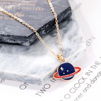 Japanische Kleine Frische Blaue Planeten Ohrringe All-match-stern Geometrischer Runder Anhänger Lange Halskette Schmuck Set main image 4