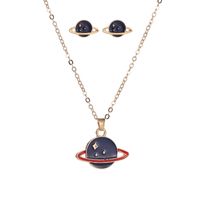 New Blue Planet Earrings Star Geometric Round Pendant Long Necklace Set Nihaojewelry Wholesale main image 6