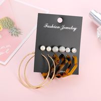 New Popular Geometric Acrylic Sheet Tassel Earrings Combined Pearl Earrings Set Nihaojewelry Wholesale main image 3