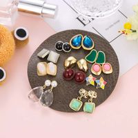 New Cat Eye Resin Earrings Set Crystal Earrings Colorful Small Star Earrings Nihaojewelry Wholesale main image 4