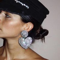 New Simple Fashion Full Diamond Love Rhinestone Exaggerated Earrings Wholesale Nihaojewelry main image 1