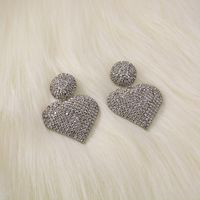 New Simple Fashion Full Diamond Love Rhinestone Exaggerated Earrings Wholesale Nihaojewelry main image 5