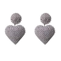 New Simple Fashion Full Diamond Love Rhinestone Exaggerated Earrings Wholesale Nihaojewelry main image 6