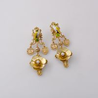 Retro Palace Style Flower Earrings Thin Long Earrings Colorful Bird Earrings Baroque Earrings Nihaojewelry Wholesale main image 4