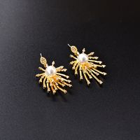 Korean New Fireworks Pearl Exaggerated Earrings Fashion Earrings 925 Zircon Micro-inlaid Silver Needle Earrings Wholesale Nihaojewelry main image 5