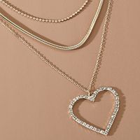 New Creative Hollowed Out Love Alloy Diamond Pendant Multilayer Necklace Nihaojewelry Wholesale main image 3