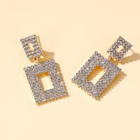 New Exaggerated Long Section Flash Diamond Geometric Earrings Simple Hollow Square Earrings Nihaojewelry Wholesale main image 5