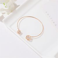 New Bracelet Nihaojewelry Wholesale Simple Metal Square Bracelet Temperament Zircon Geometric Opening Bracelet main image 4