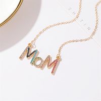New Simple Color Diamond Clavicle Chain Mother&#39;s Day Gift Creative Diamond Mom Alphabet Necklace Nihaojewelry Wholesale main image 5