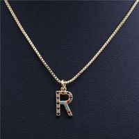 New Micro-set Zircon Color Zirconium Necklace English Alphabet Necklace Nihaojewelry Wholesale sku image 18