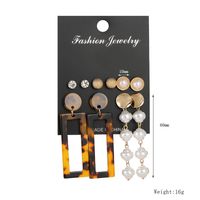 New Popular Geometric Acrylic Sheet Tassel Earrings Combined Pearl Earrings Set Nihaojewelry Wholesale sku image 7