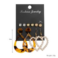 New Popular Geometric Acrylic Sheet Tassel Earrings Combined Pearl Earrings Set Nihaojewelry Wholesale sku image 4