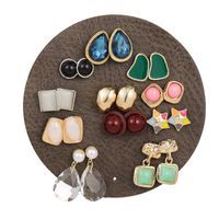 New Cat Eye Resin Earrings Set Crystal Earrings Colorful Small Star Earrings Nihaojewelry Wholesale sku image 1