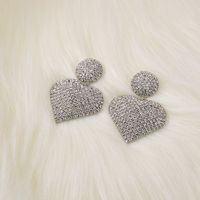 New Simple Fashion Full Diamond Love Rhinestone Exaggerated Earrings Wholesale Nihaojewelry sku image 1