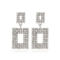 New Exaggerated Long Section Flash Diamond Geometric Earrings Simple Hollow Square Earrings Nihaojewelry Wholesale sku image 2
