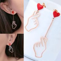 Korean New Titanium Steel Earrings Simple Titanium Steel Gesture Asymmetric Earrings Nihaojewelry Wholesale main image 1