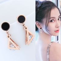 Korean Fashion Concise Titanium Steel Triangle Zircon Earrings Nihaojewelry Wholesale sku image 1